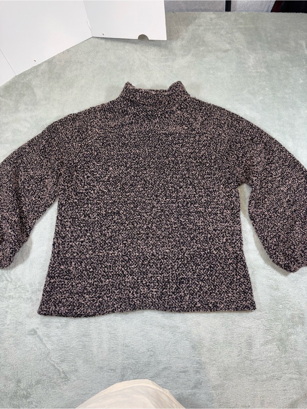 Zara Marled Knit Mock Neck Balloon Sleeve Sweater - Size Medium